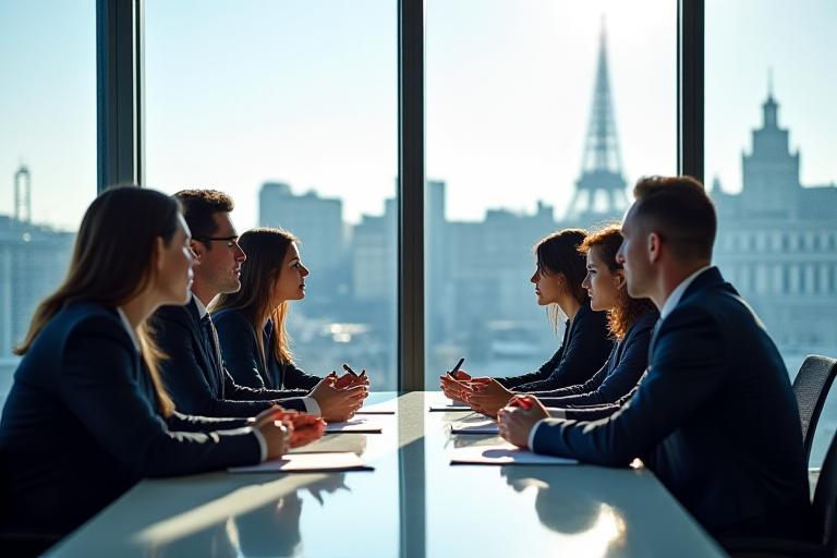 Réunion stratégique dans un bureau moderne à Paris